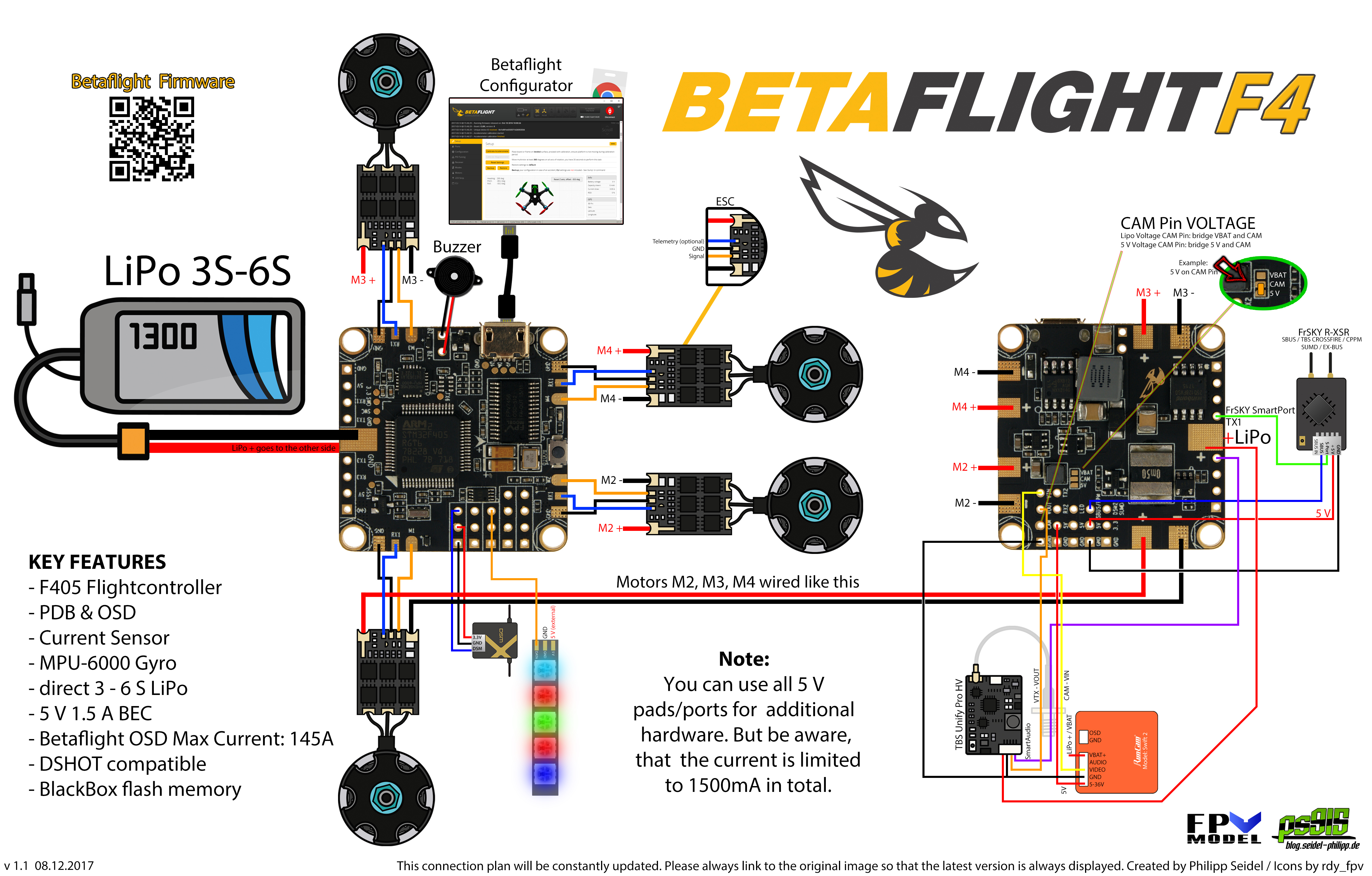 Betaflight F4 Flight Controller Anschlussplan Wiringplan
